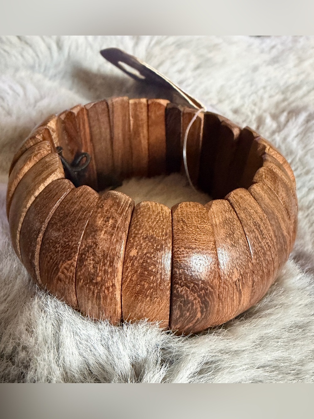 Handcrafted Brown Wood Stretch Bracelet - Natural Home Accent